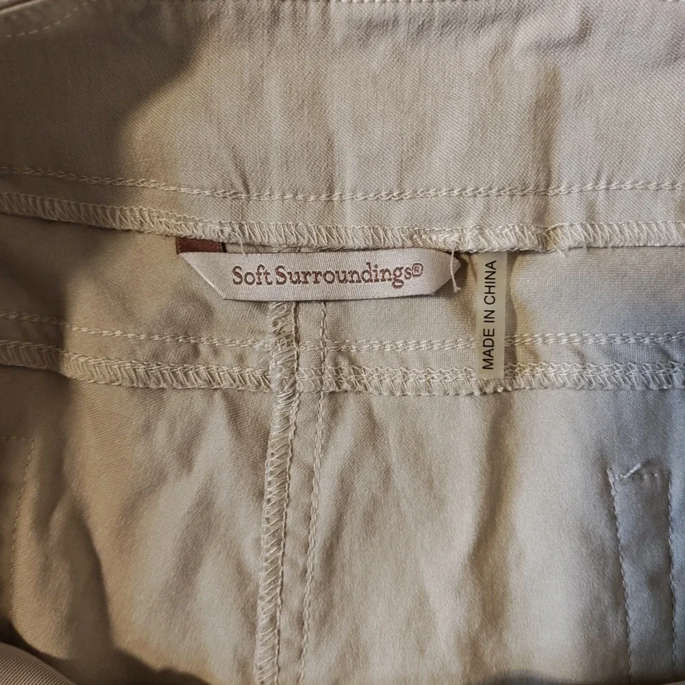 Soft Surroundings Bermuda Shorts Women 10 Khaki Tan Pull On Tummy Control Cuffed